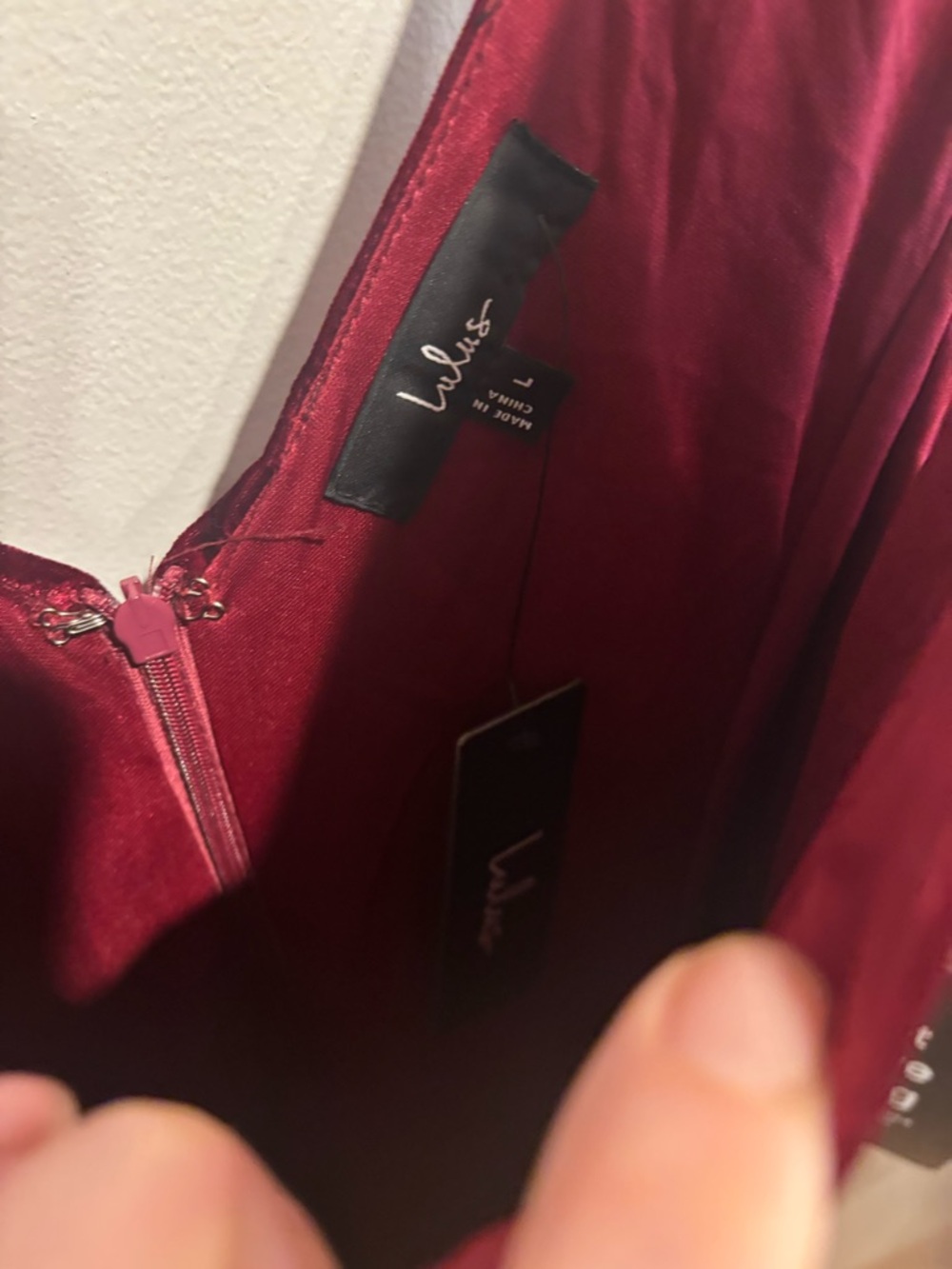 Lulu's Burgundy Velvet V-Neck Ruffle Mini Dress - Picture 6 of 6